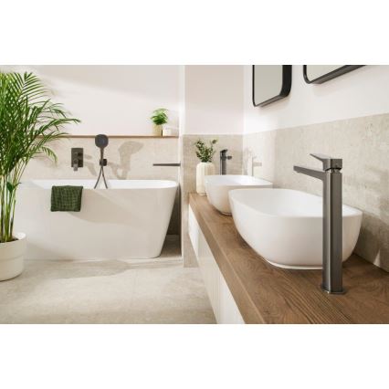 KFA Armatura 4522-712-61 - Umývadlová batéria + výpusť MALAGA 30,3 cm metalická sivá