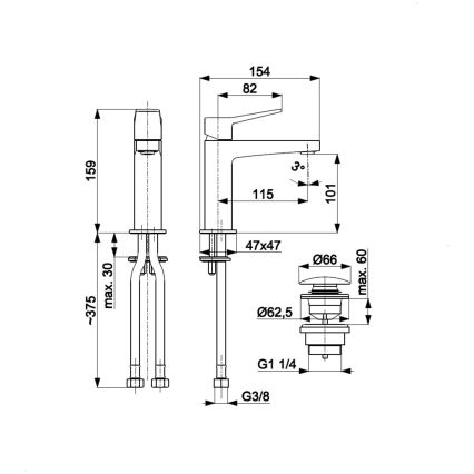 KFA Armatura 4522-815-00 - Umývadlová batéria + výpusť MALAGA 15,9 cm lesklý chróm