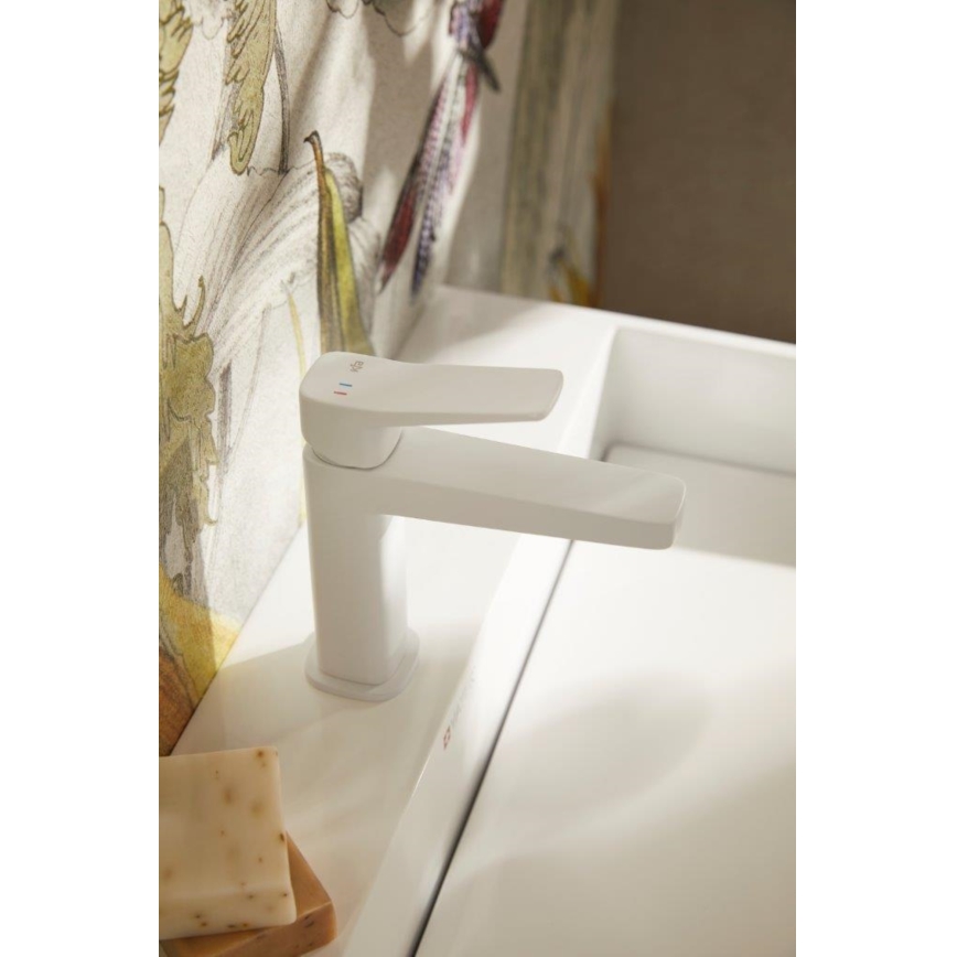 KFA Armatura 4522-815-44 - Umývadlová batéria + vypúšťací ventil MALAGA 15,9 cm biela