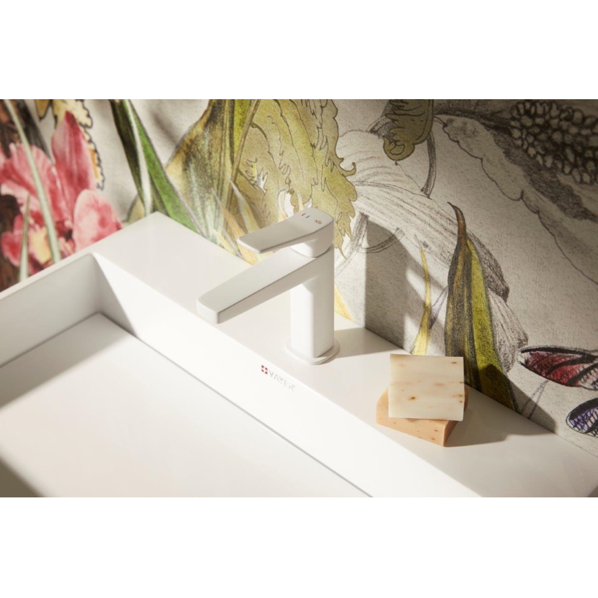 KFA Armatura 4522-815-44 - Umývadlová batéria + vypúšťací ventil MALAGA 15,9 cm biela