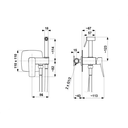 KFA Armatura 4529-512-31 - Bidetová batéria s bidetovou sprškou pre podomietkovú inštaláciu MALAGA kartáčované zlato