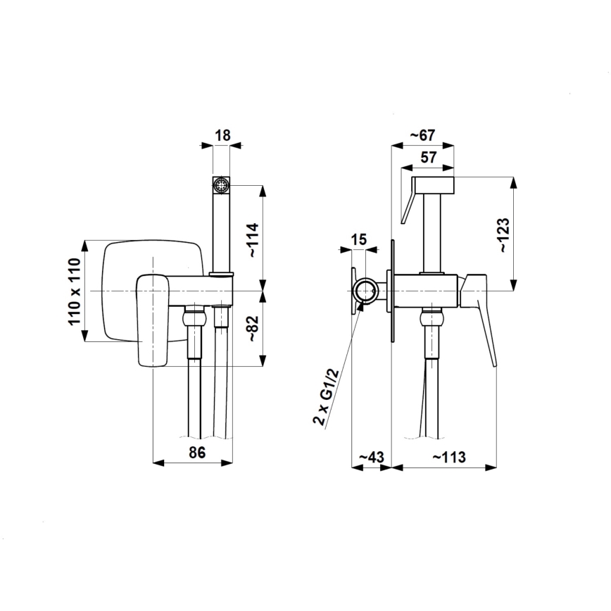 KFA Armatura 4529-512-31 - Bidetová batéria s bidetovou sprškou pre podomietkovú inštaláciu MALAGA kartáčované zlato