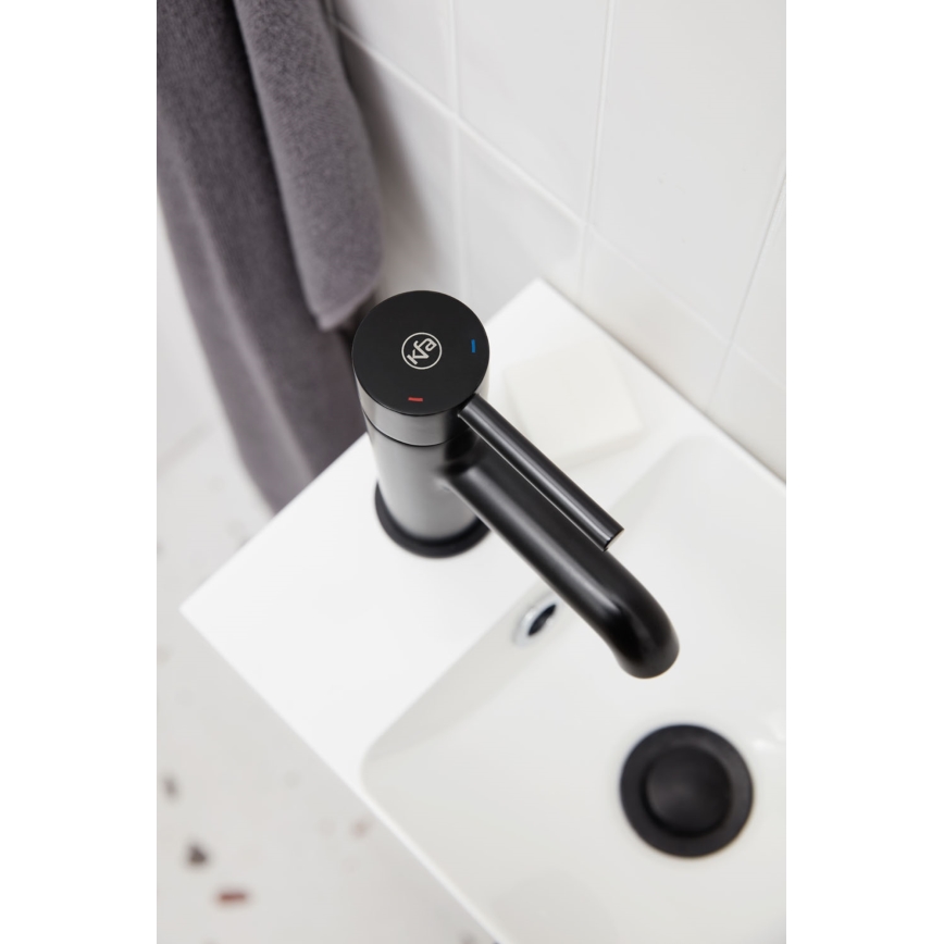 KFA Armatura 5032-815-81 - Umývadlová batéria + výpust s prepadom MOZA 15,2 cm matná čierna