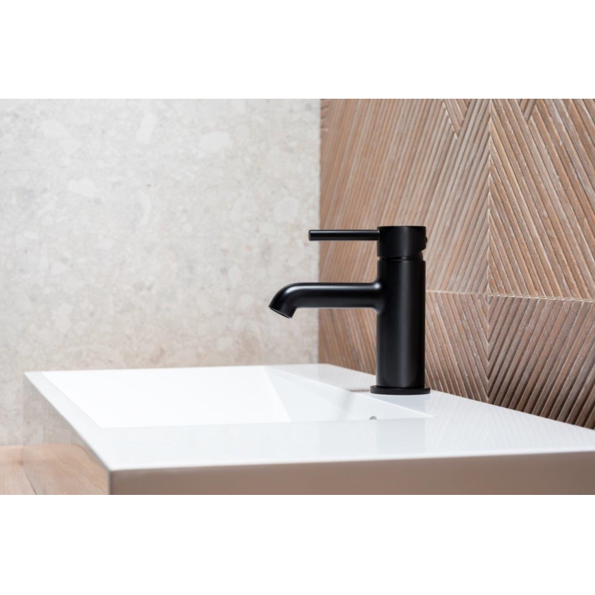 KFA Armatura 5032-815-81 - Umývadlová batéria + výpust s prepadom MOZA 15,2 cm matná čierna