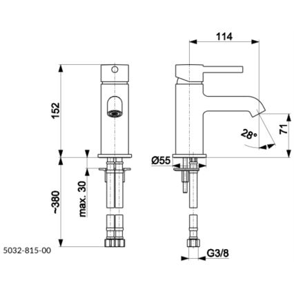 KFA Armatura 5032-815-81 - Umývadlová batéria + výpust s prepadom MOZA 15,2 cm matná čierna