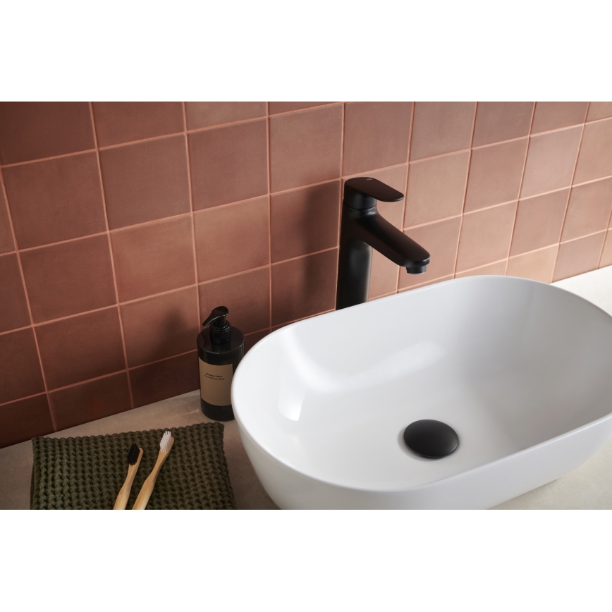 KFA Armatura 5552-712-81 - Umývadlová batéria + výpust s prepadom OTAVA 30,2 cm matná čierna