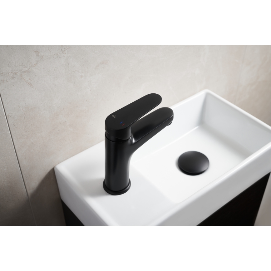 KFA Armatura 5552-815-81 - Umývadlová batéria + výpust s prepadom OTAVA 15 cm matná čierna