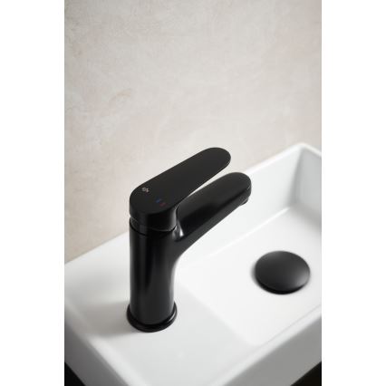 KFA Armatura 5552-815-81 - Umývadlová batéria + výpust s prepadom OTAVA 15 cm matná čierna