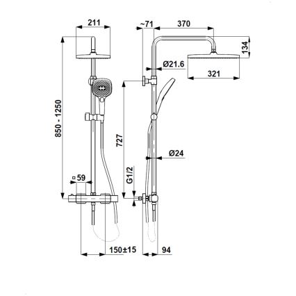 KFA Armatura 5756-910-61 - Sprchová súprava s termostatickou batériou MALAGA metalická sivá