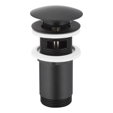 KFA Armatura 660-254-81 - Umývadlová výpust s prepadom CLICK-CLACK pr. 6,6 cm mosadz/matná čierna