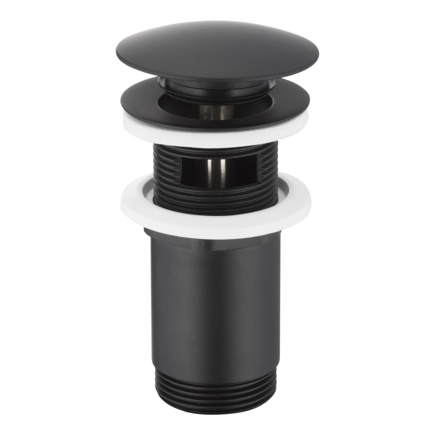 KFA Armatura 660-254-81 - Umývadlová výpust s prepadom CLICK-CLACK pr. 6,6 cm mosadz/matná čierna
