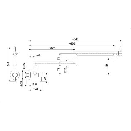 KFA Armatura 6623-030-81 - Kuchynská batéria s kĺbom DUERO POT FILLER nerezová/matná čierna