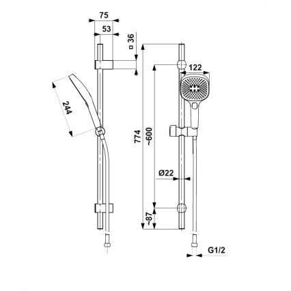 KFA Armatura 841-352-61 - Sprchová súprava MALAGA, metalická sivá