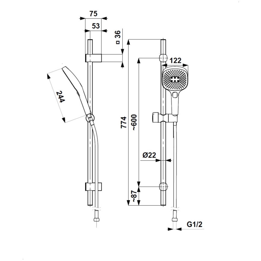 KFA Armatura 841-352-61 - Sprchová súprava MALAGA, metalická sivá