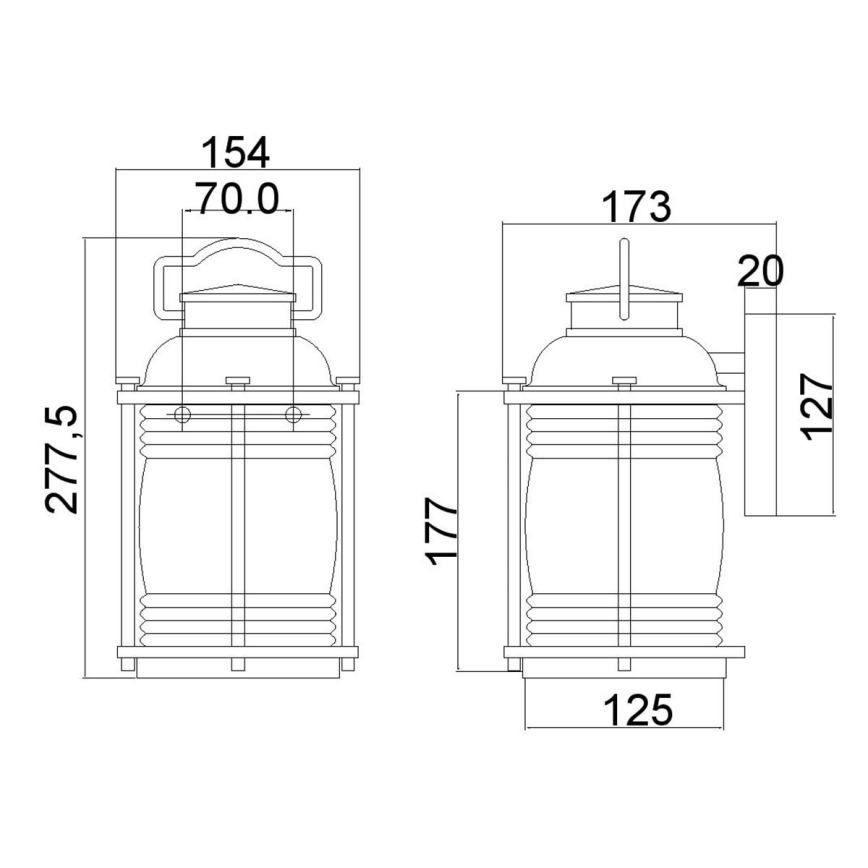 Kichler - Vonkajšie nástenné svietidlo ASHLAND BAY 1xE27/60W/230V IP44