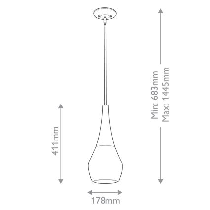 Kichler - Luster na tyči DEELA 1xE27/60W/230V pr. 17,8 cm čierna