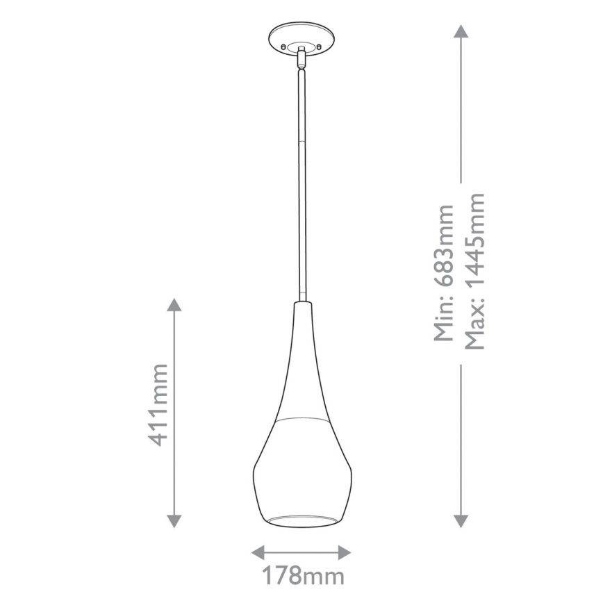 Kichler - Luster na tyči DEELA 1xE27/60W/230V pr. 17,8 cm čierna