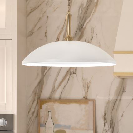Kichler - Luster na reťazi DELAROSA 1xE27/60W/230V biela/mosadz