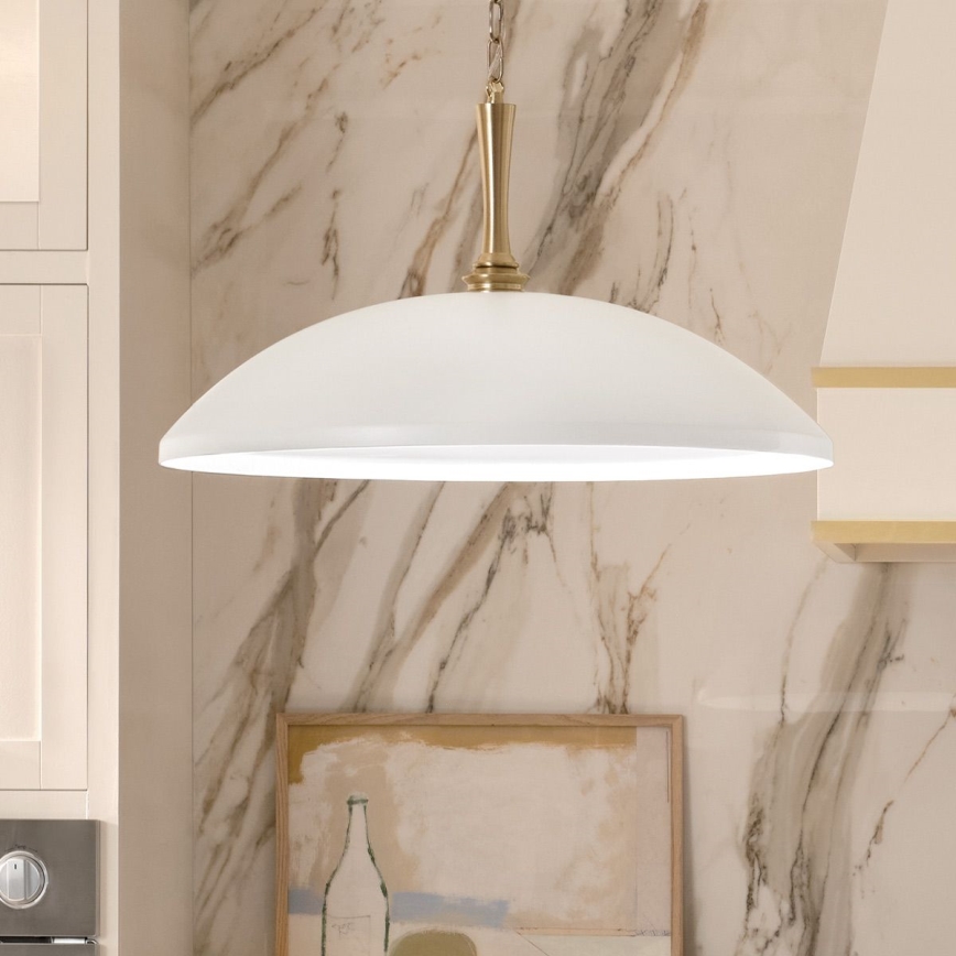 Kichler - Luster na reťazi DELAROSA 1xE27/60W/230V biela/mosadz
