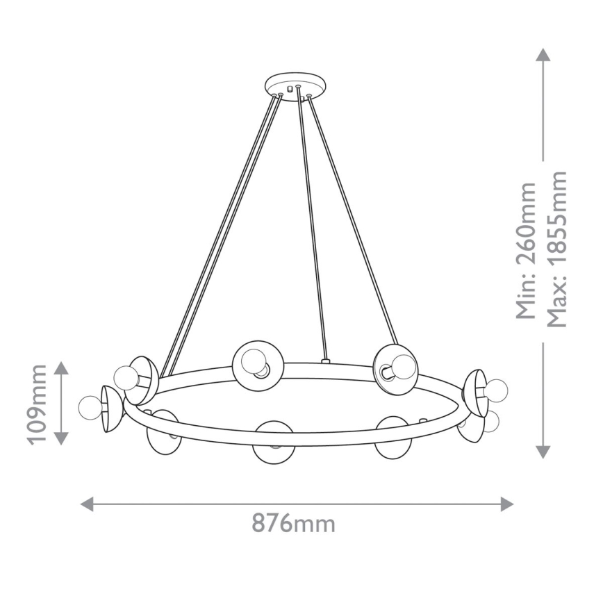 Kichler - Závesný luster PALTA na lanku 9xE14/40W/230V zlatý