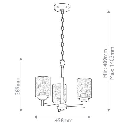 Kichler - Luster na reťazi WINSLOW 3xE27/60W/230V pr. 45,8 cm mosadz