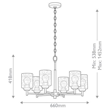Kichler - Luster na reťazi WINSLOW 6xE27/60W/230V pr. 66 cm mosadz