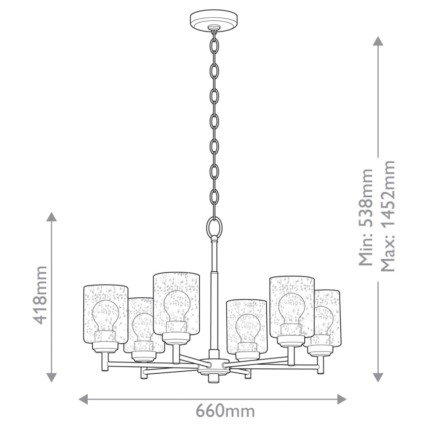 Kichler - Luster na reťazi WINSLOW 6xE27/60W/230V pr. 66 cm mosadz