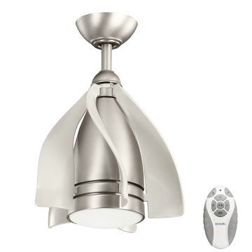 Kichler - LED Stmievateľný stropný ventilátor TERNA LED/10W/230V matný chróm/biela + diaľkové ovládanie