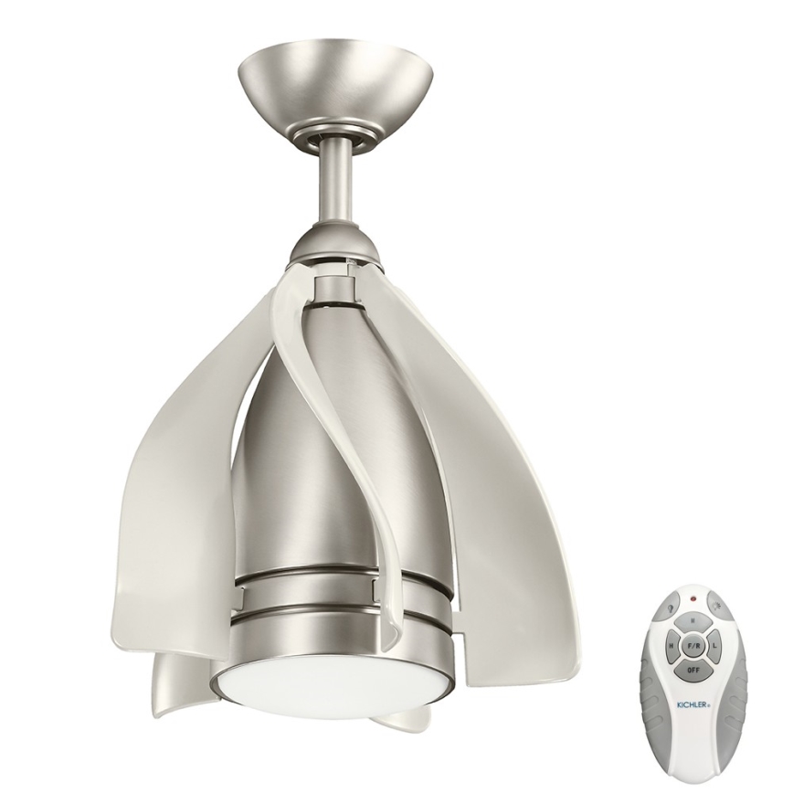 Kichler - LED Stmievateľný stropný ventilátor TERNA LED/10W/230V matný chróm/biela + diaľkové ovládanie