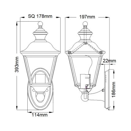 Kichler - Vonkajšie nástenné svietidlo BAY SHORE 1xE27/60W/230V IP44