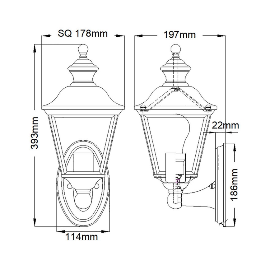 Kichler - Vonkajšie nástenné svietidlo BAY SHORE 1xE27/60W/230V IP44