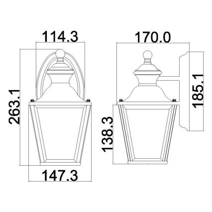 Kichler - Vonkajšie nástenné svietidlo BAY SHORE 1xE27/60W/230V IP44 zlatá