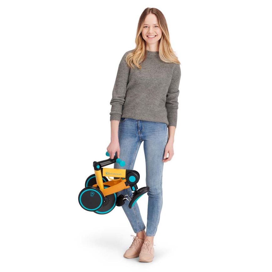 KINDERKRAFT - Detská odrážadlo 3v1 4TRIKE žltá/tyrkysová