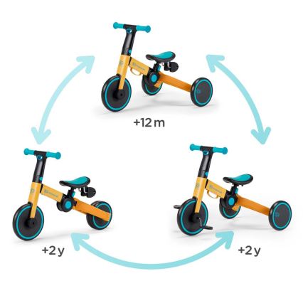 KINDERKRAFT - Detská odrážadlo 3v1 4TRIKE žltá/tyrkysová