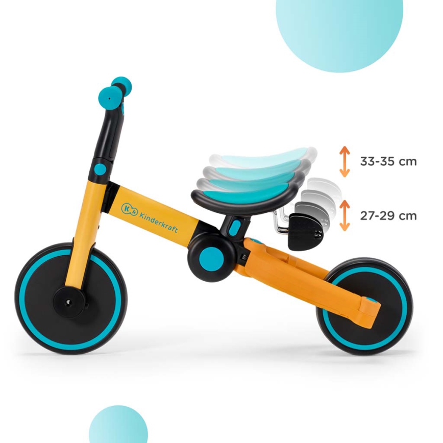 KINDERKRAFT - Detská odrážadlo 3v1 4TRIKE žltá/tyrkysová