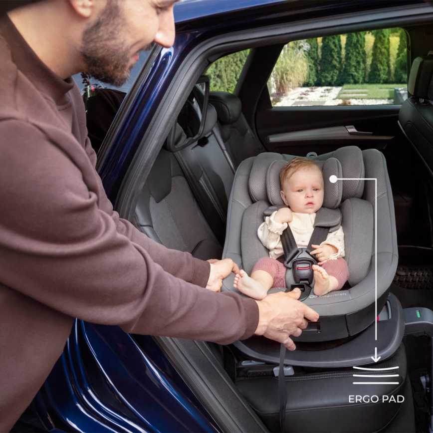 KINDERKRAFT - Autosedačka s otočnou základňou I-GUARD i-Size 40-105 cm sivá