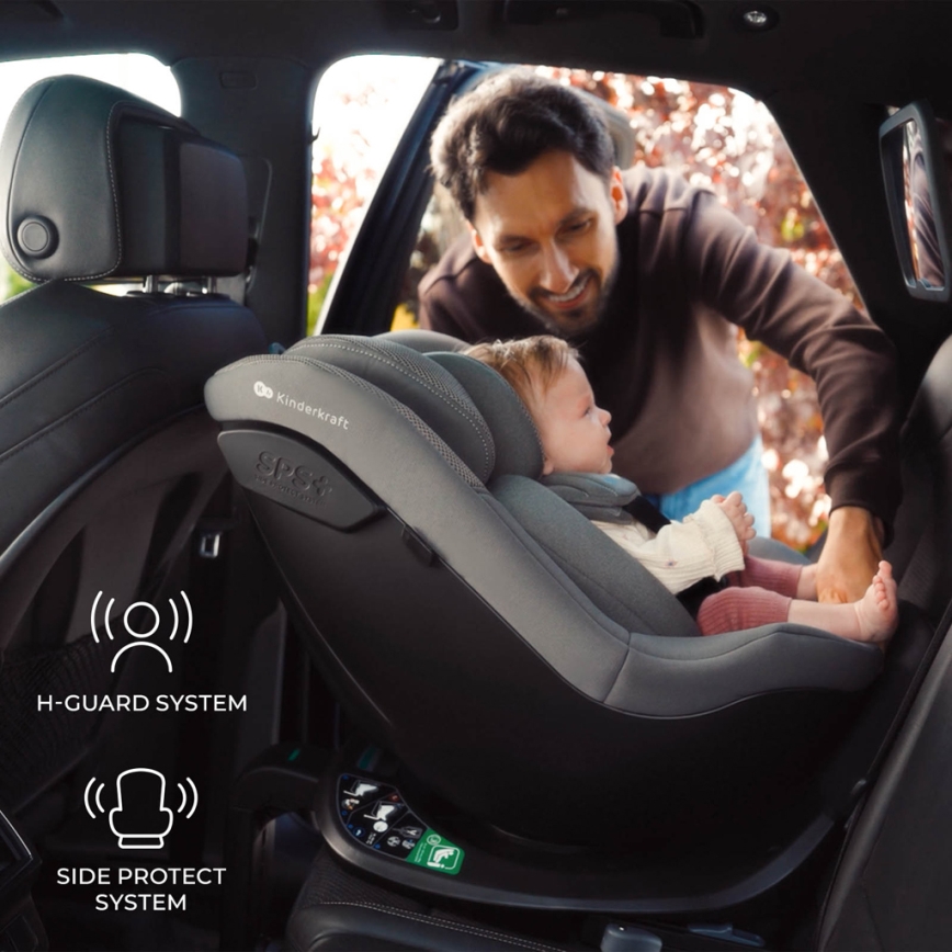 KINDERKRAFT - Autosedačka s otočnou základňou I-GUARD i-Size 40-105 cm sivá