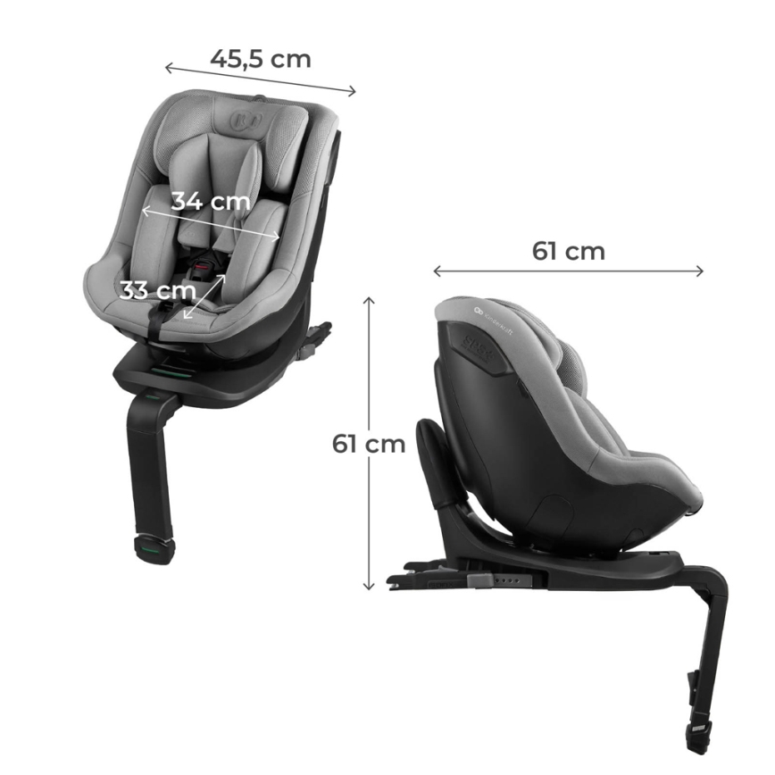 KINDERKRAFT - Autosedačka s otočnou základňou I-GUARD i-Size 40-105 cm sivá