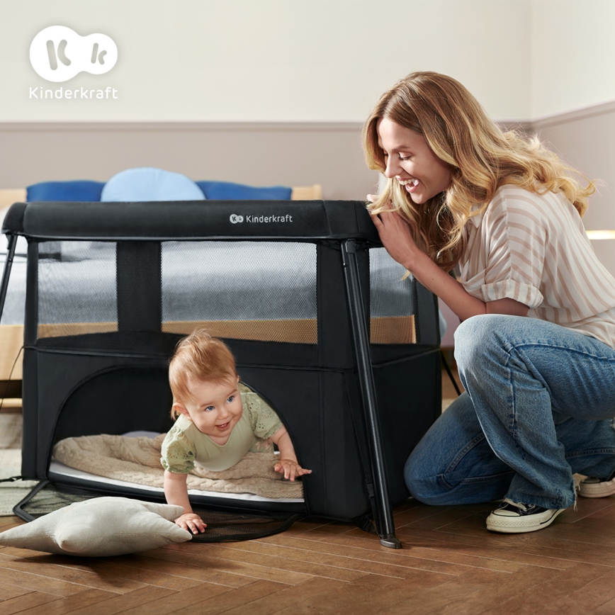KINDERKRAFT - Cestovná postieľka 3v1 CAMI čierna