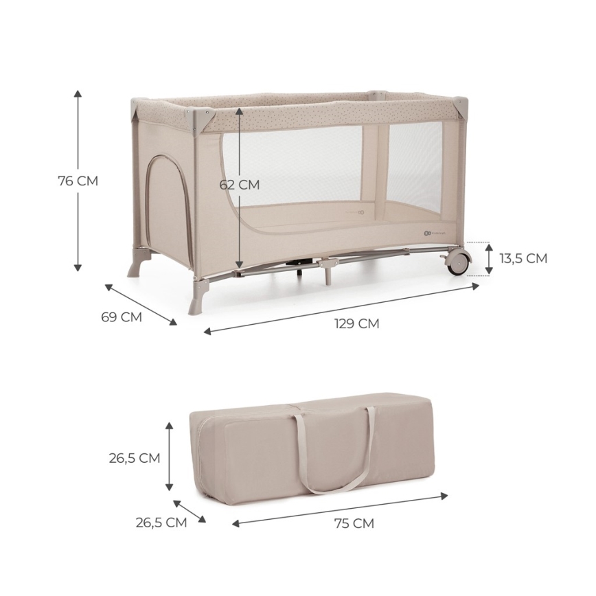 KINDERKRAFT - Cestovná postieľka JOY 2 béžová