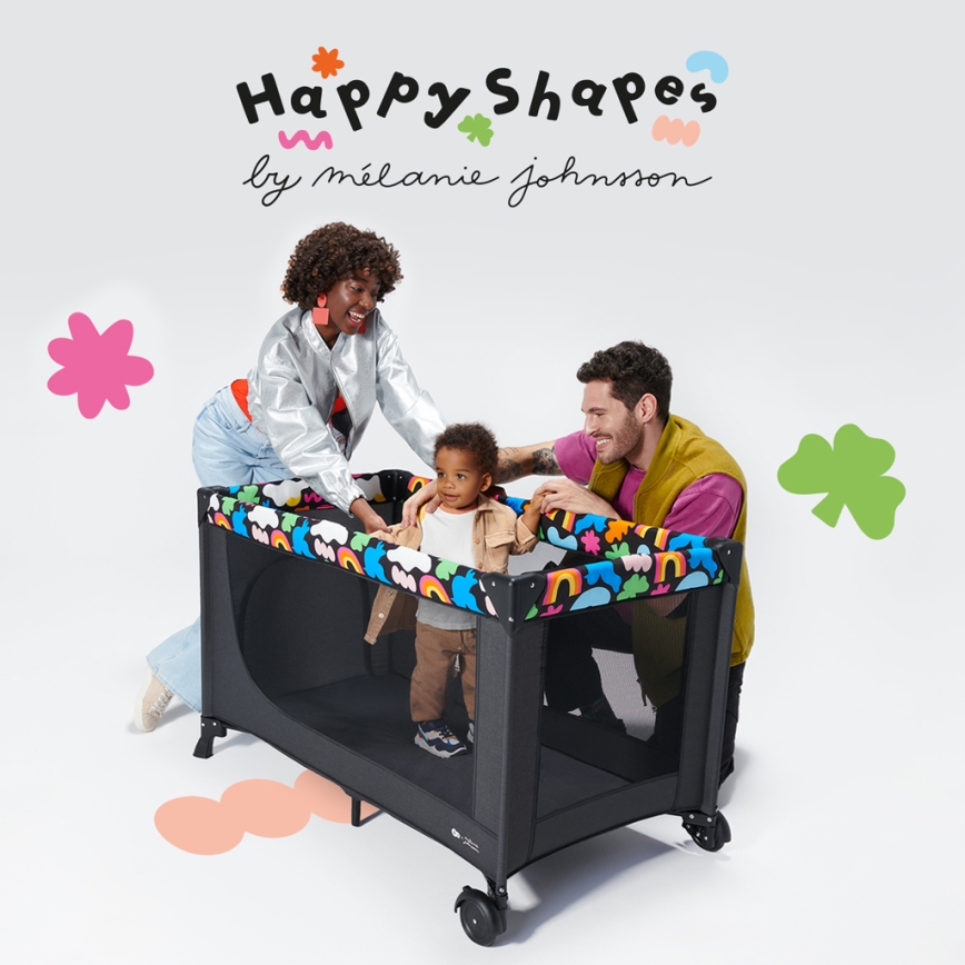 KINDERKRAFT - Cestovná postieľka JOY 2 Happy shapes