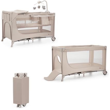 KINDERKRAFT - Cestovná postieľka JOY 2 s doplnkami béžová