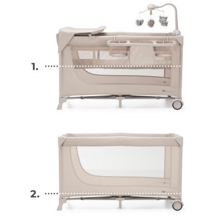 KINDERKRAFT - Cestovná postieľka JOY 2 s doplnkami béžová