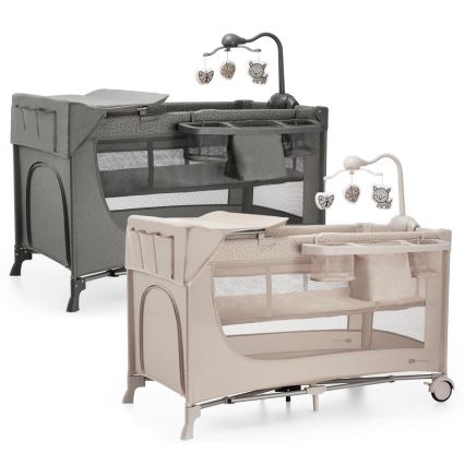 KINDERKRAFT - Cestovná postieľka JOY 2 s doplnkami šedá