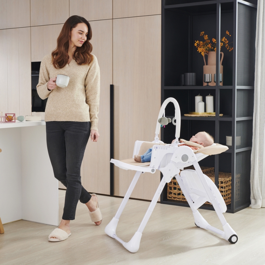 KINDERKRAFT - Detská jedálenská stolička 2v1 TUMMIE béžová
