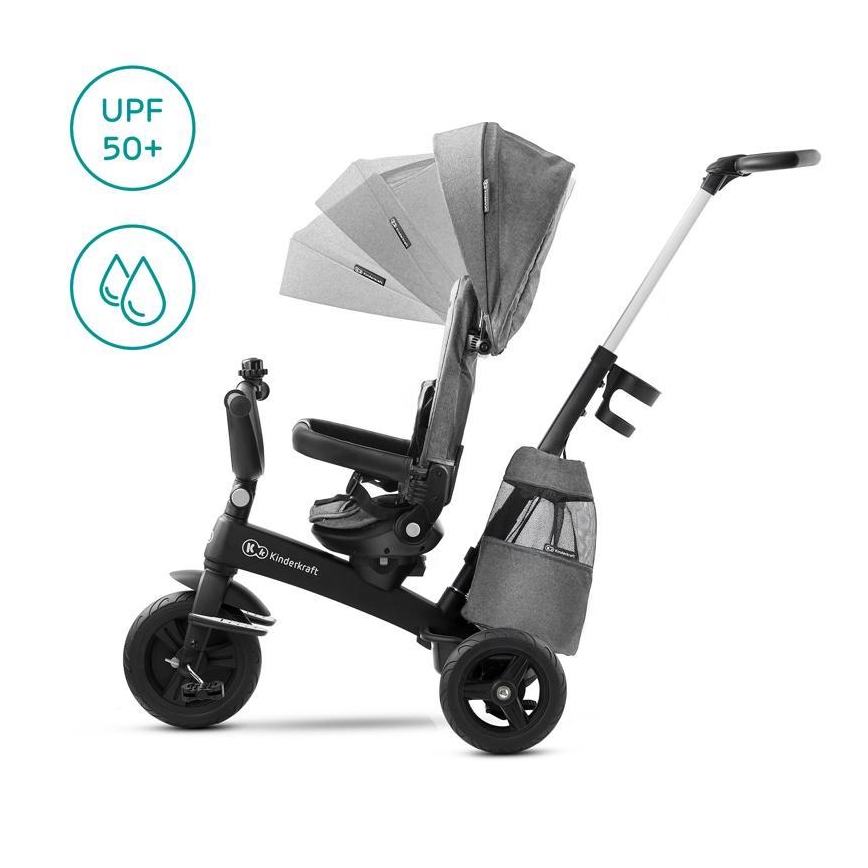 KINDERKRAFT - Detská trojkolka 5v1 EASYTWIST šedá/čierna