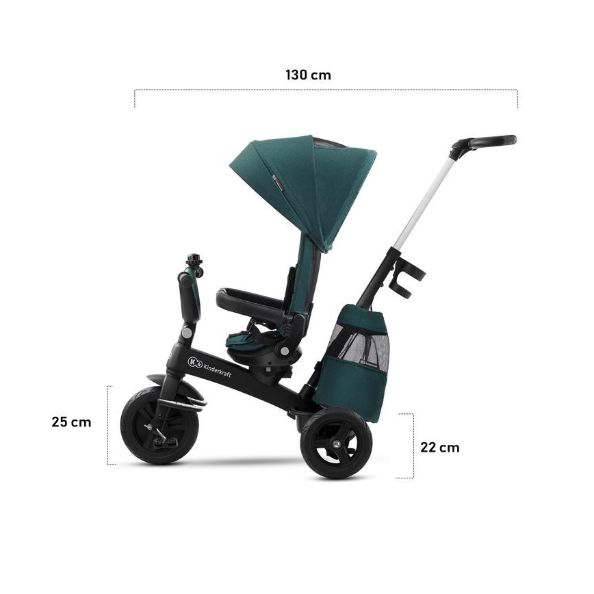 KINDERKRAFT - Detská trojkolka 5v1 EASYTWIST šedá/čierna