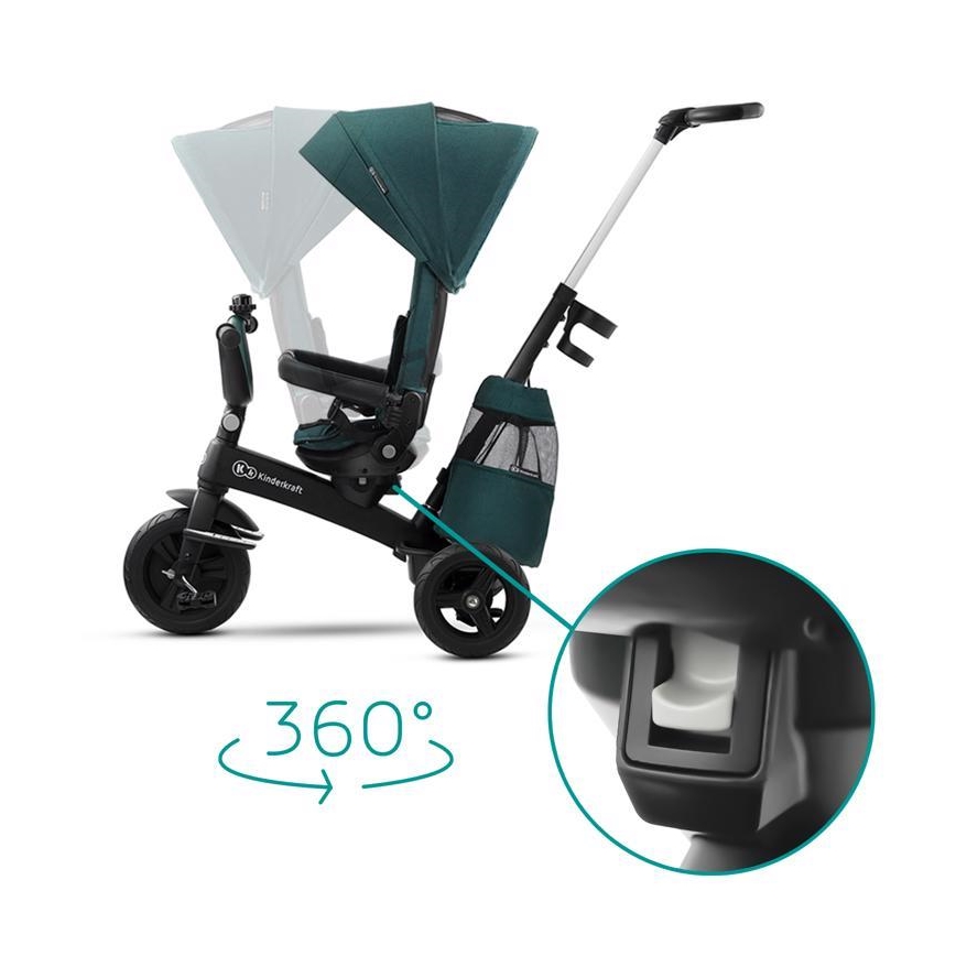 KINDERKRAFT - Detská trojkolka 5v1 EASYTWIST zelená/čierna