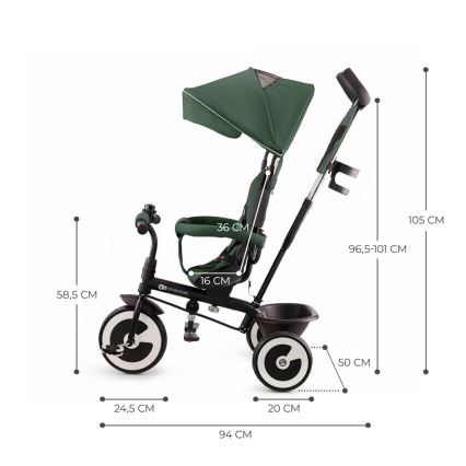 KINDERKRAFT - Detská trojkolka ASTON Mystic green