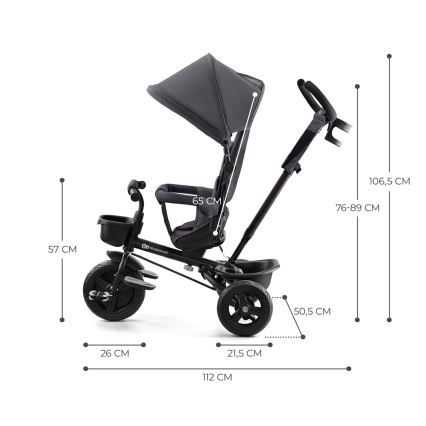 KINDERKRAFT - Detská trojkolka AVEO šedá